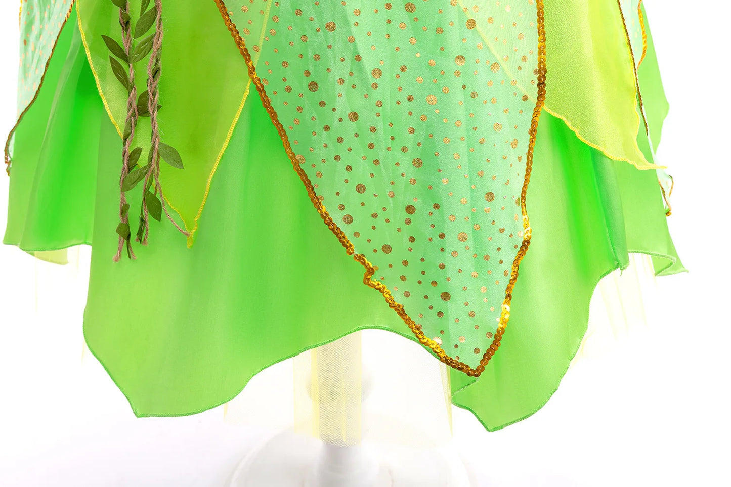 Girl Green Leaf Sequin Fairy Dress Sleeveless Strap Elf Tutu Gown Kids Birthday Party Halloween Cosplay Forest Princess Costume