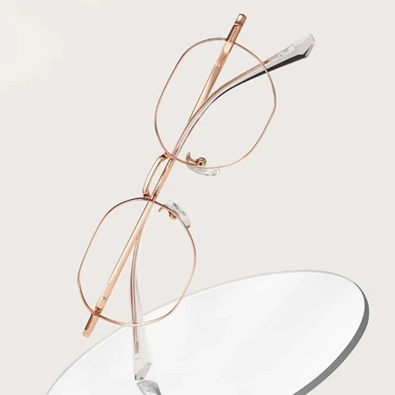 Retro Polygonal Lightweight Titanium Prescription Reading Glasses