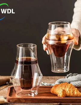 120/250/335ml Double-layer Glass Cup Hanging Ear Espresso Coffee Cup Anti-scalding Milk Brandy Wine Teacup Clear Mug Set