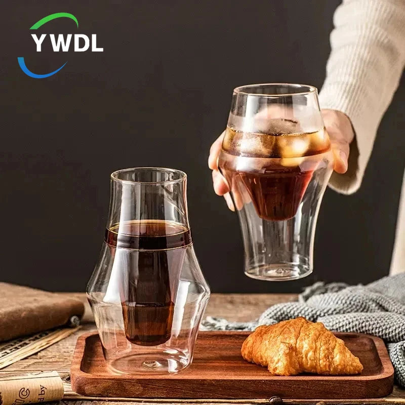 120/250/335ml Double-layer Glass Cup Hanging Ear Espresso Coffee Cup Anti-scalding Milk Brandy Wine Teacup Clear Mug Set