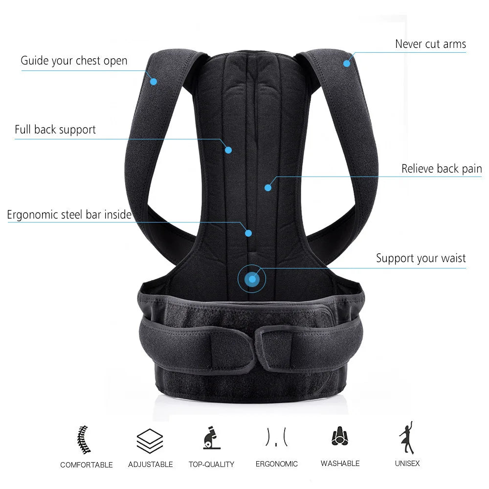 Back Waist Posture Corrector Adjustable Adult Correction Belt Waist Trainer Shoulder Lumbar Brace Spine Health Support Belt Vest