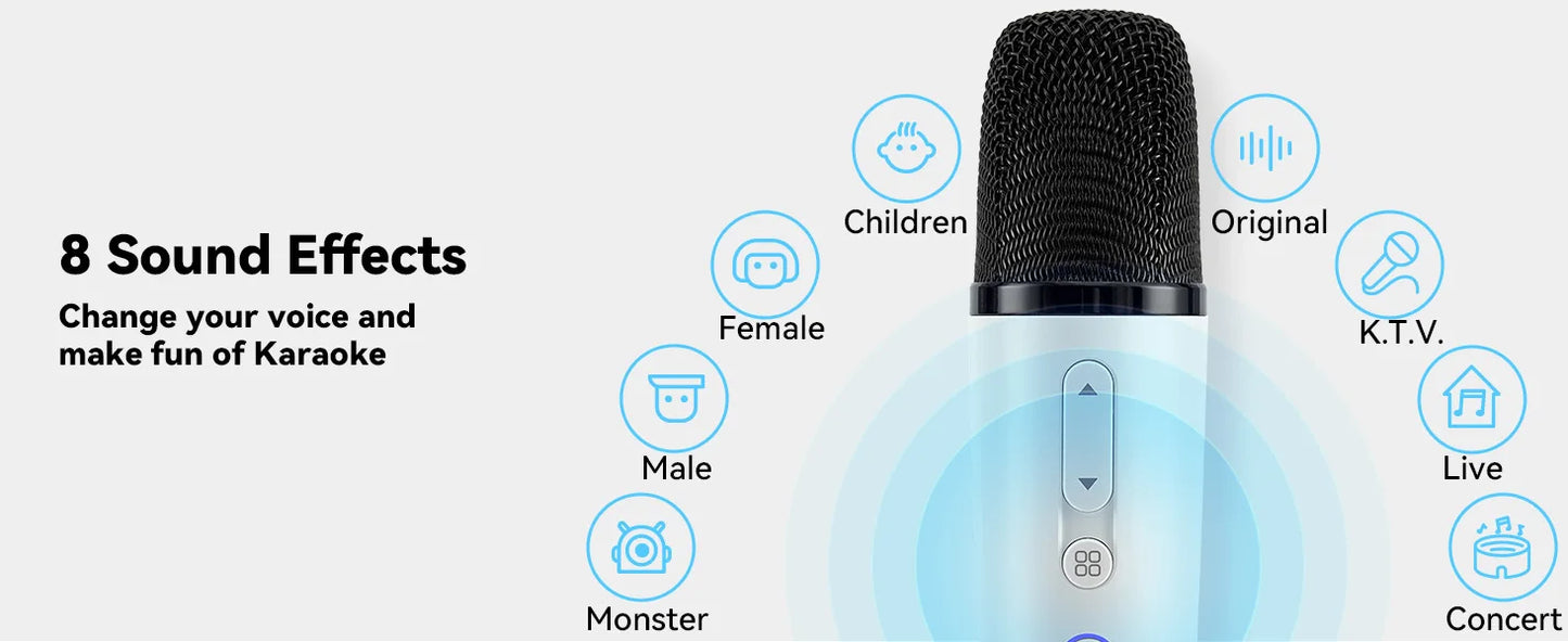 Tesla Wireless Bluetooth Karaoke Microphone with Case, Rechargeable USB-C Handheld Mic with AUX Receiver for Car & Home Singing