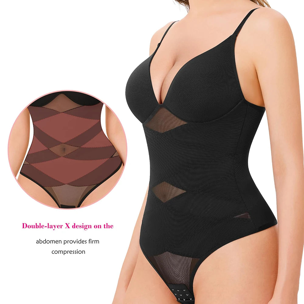Women Tummy Control Bodysuit Shapewear with Built-in Bra & Butt Lifter