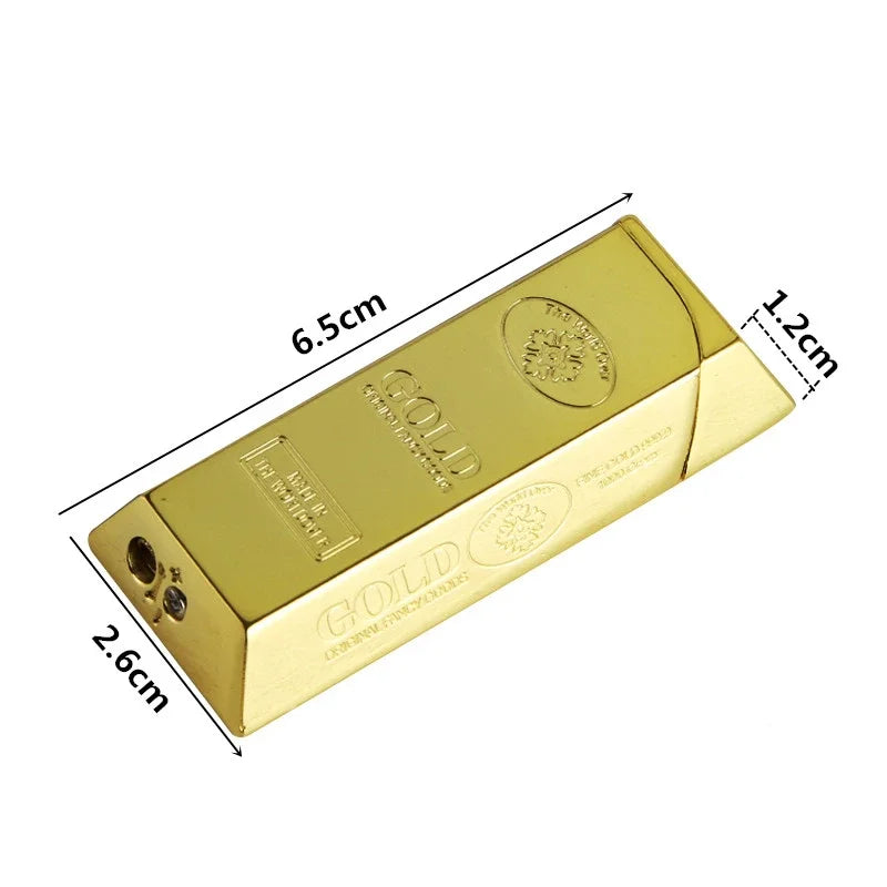 Gold Bar Gas Inflatable Lighter Cigarette Accessories Butane Lighters Metal Windproof Lighter Men's Luxury Lighter Gift Gadgets