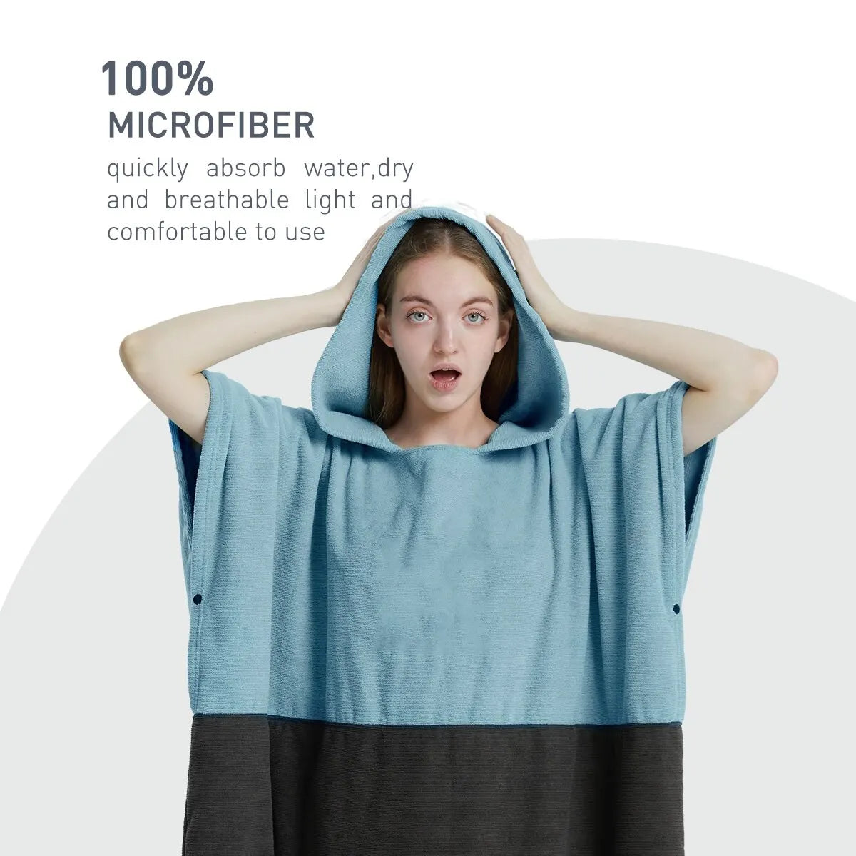 Quick Dry Microfiber Surf Poncho Towel with Hood for Adults