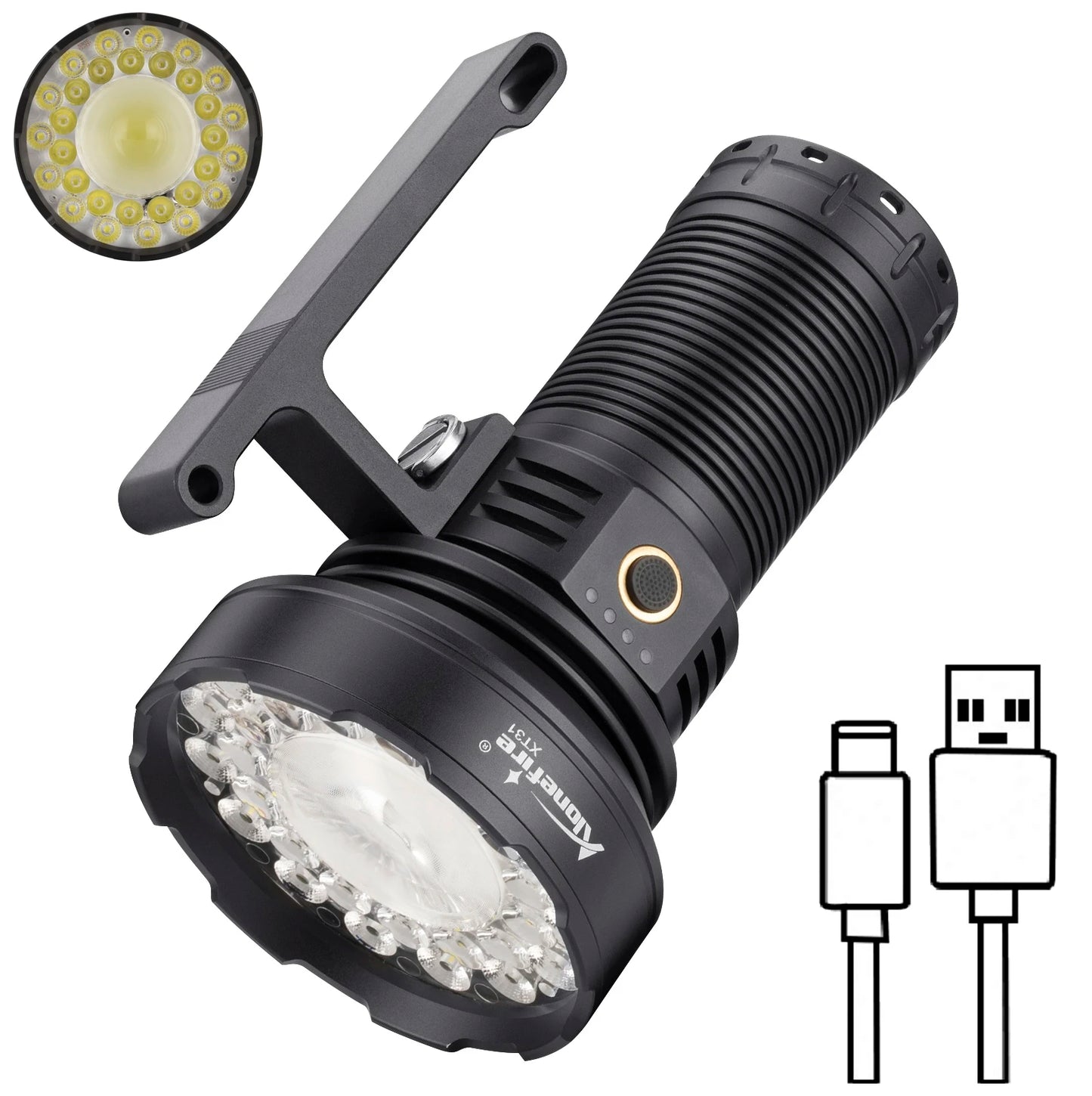 10000 Lumen 31 LED Rechargeable High Power Flashlight