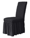 1PC Seersucker Chair Cover with Skirt Stretch Wedding Chairs Covers Dining Room Universal Size Seat Slipcovers for Banquet Party