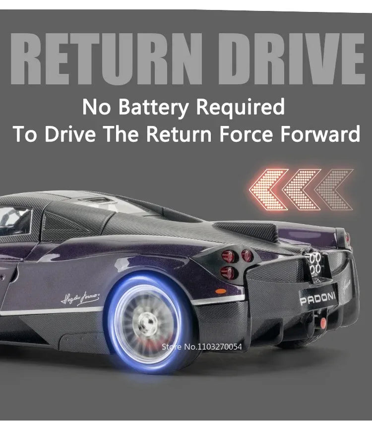 1:18 918 Spyder Martini Pagani Huayra Diecast Alloy Model Toys Car Doors Opened with Sound Light Miniature Vehice Adult Boy Gift