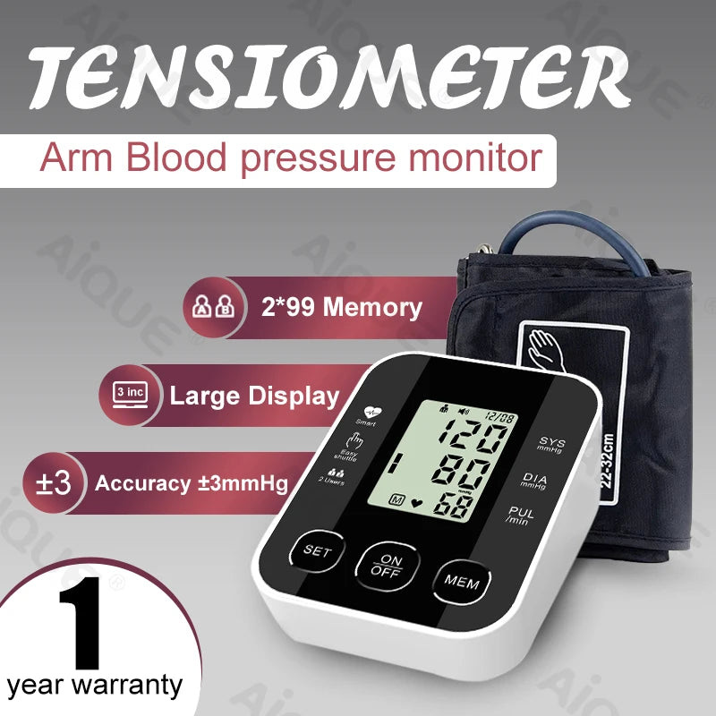 WF Blood Pressure Monitor Upper Arm Automatic BP Cuff Machine with LED Display for Home Use Health Care