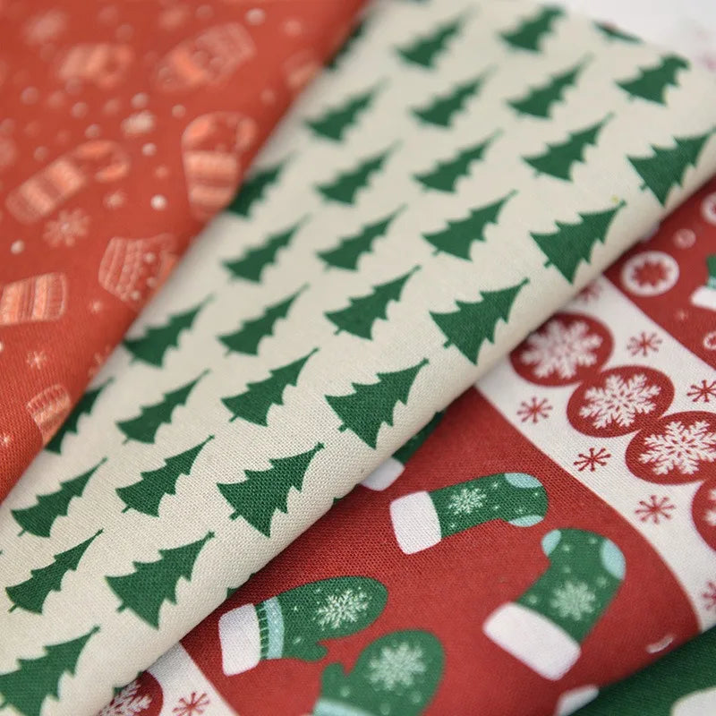 Pure Cotton Digital Printing Christmas Flower 60SManual DIY Decorate Fabric Pillow Clothes Christmas Theme Autumn and Winter New