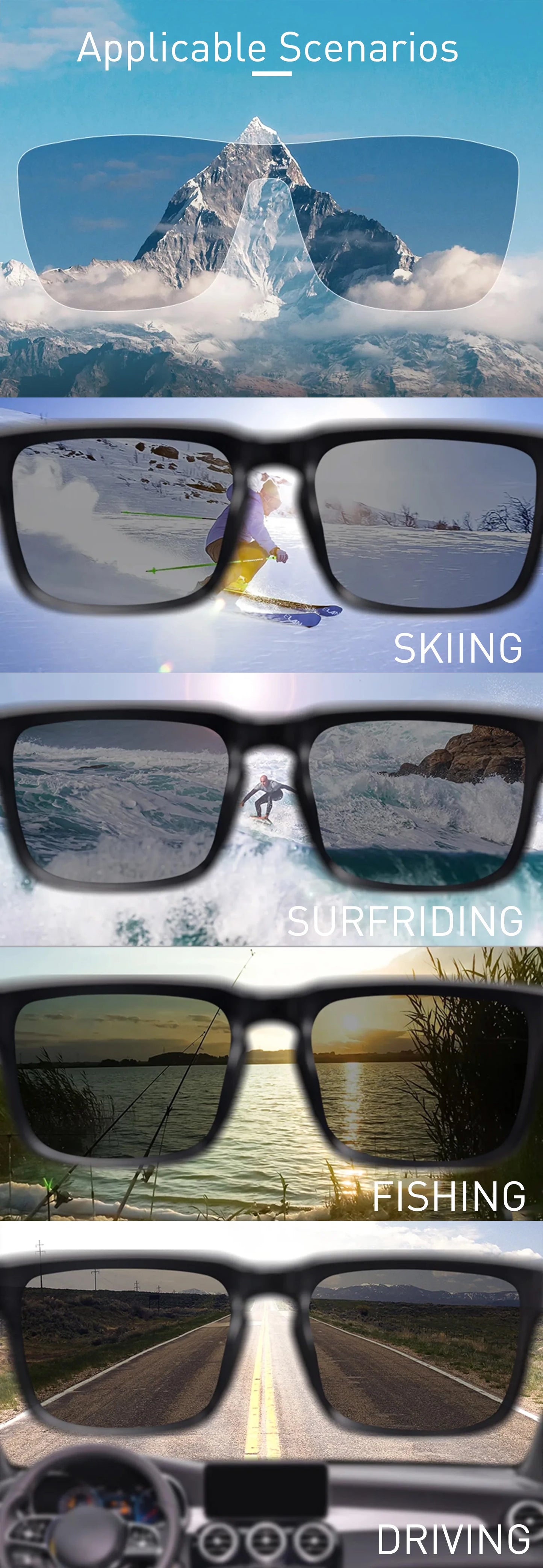 Photochromic UV400 Polarized Cycling Sunglasses