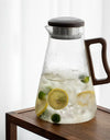 Large Capacity 2000ML Glass Cold Water Jug Heat Resistant Water Pot With Wooden Handle Filter Lid Juice Glass Pitcher Bottle