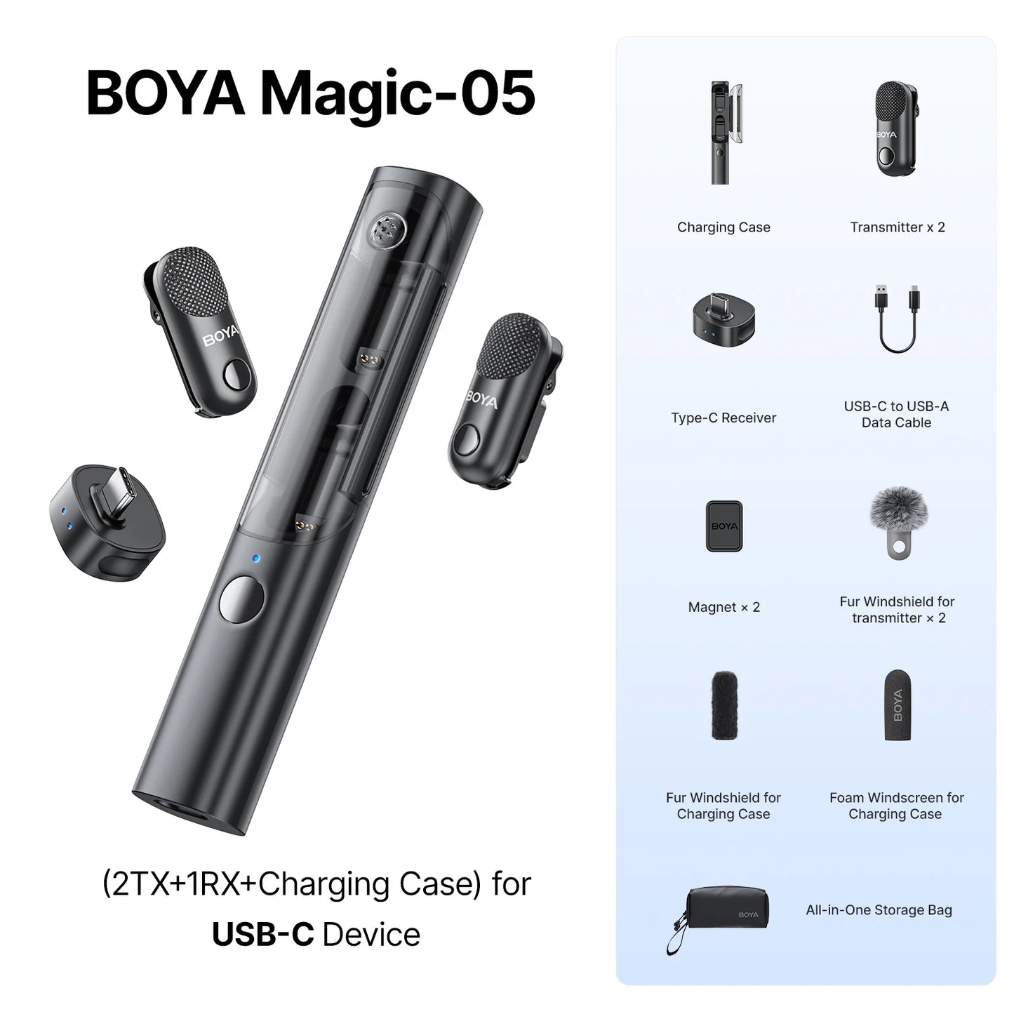 Magic Professional Wireless Lapel Microphone Shotgun/Desktop/Handheld Mic for iPhone Android Camera PC Video Recording
