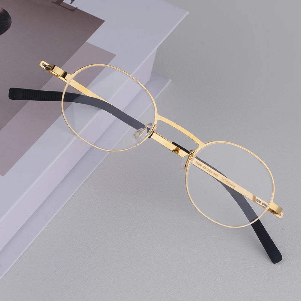 Small Face Round Titanium Screwless Eyeglasses Frame