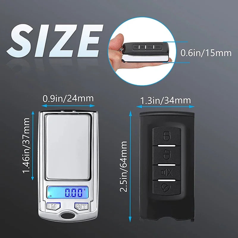 Led Balance Weight Jewelry Mini Scale Electronic Digital Night Vision Portable Car Key Flat Household High Precision Accurate