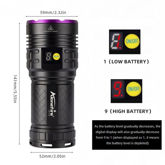 160W 365nm UV Blacklight Rechargeable Flashlight