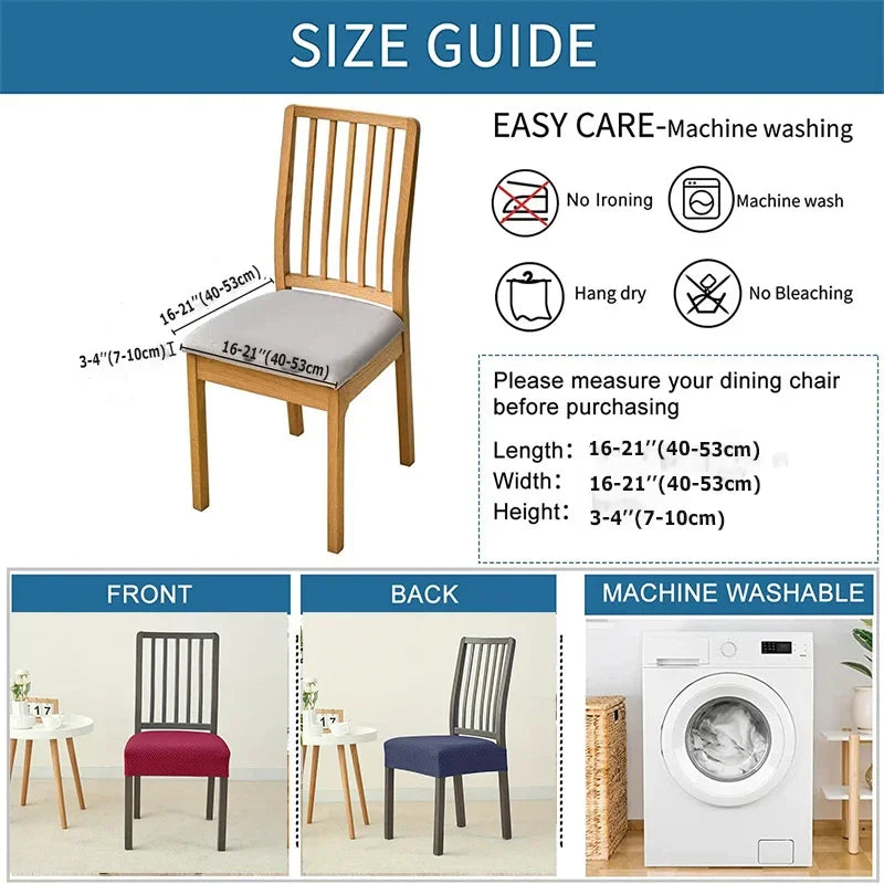 1PC Stretch Dining Chair Seat Cover Jacquard Solid Color Chairs Covers Removable Anti-Dust Chair Cushion Slipcovers Hotel Home