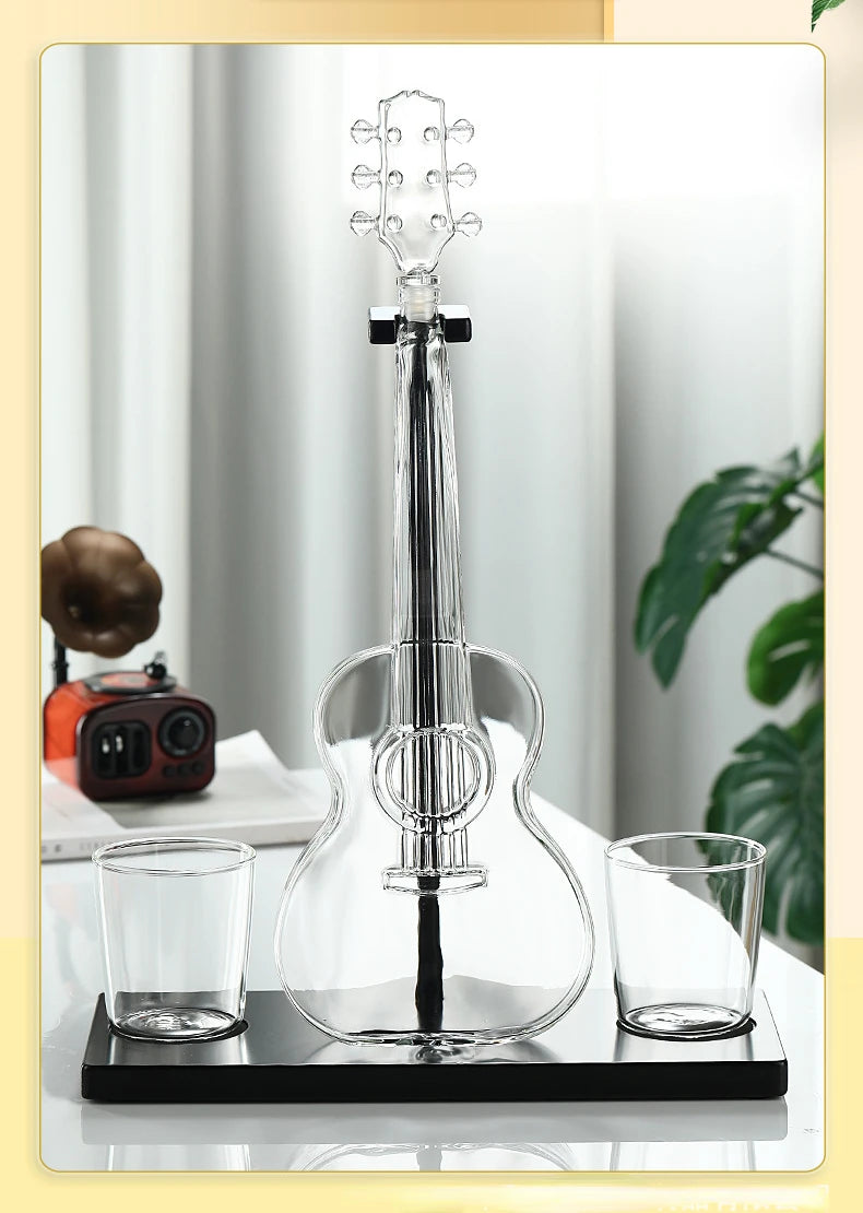 High Borosilicate Glass Wine Bottle Guitar Violin Decanter Wine Set Thickened Transparent Craft Decanter Bottle Decoration