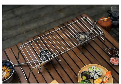 Outdoor Folding Stand Stainless Steel Stove Head Holder Grill Picnic Barbecue Cooking Table