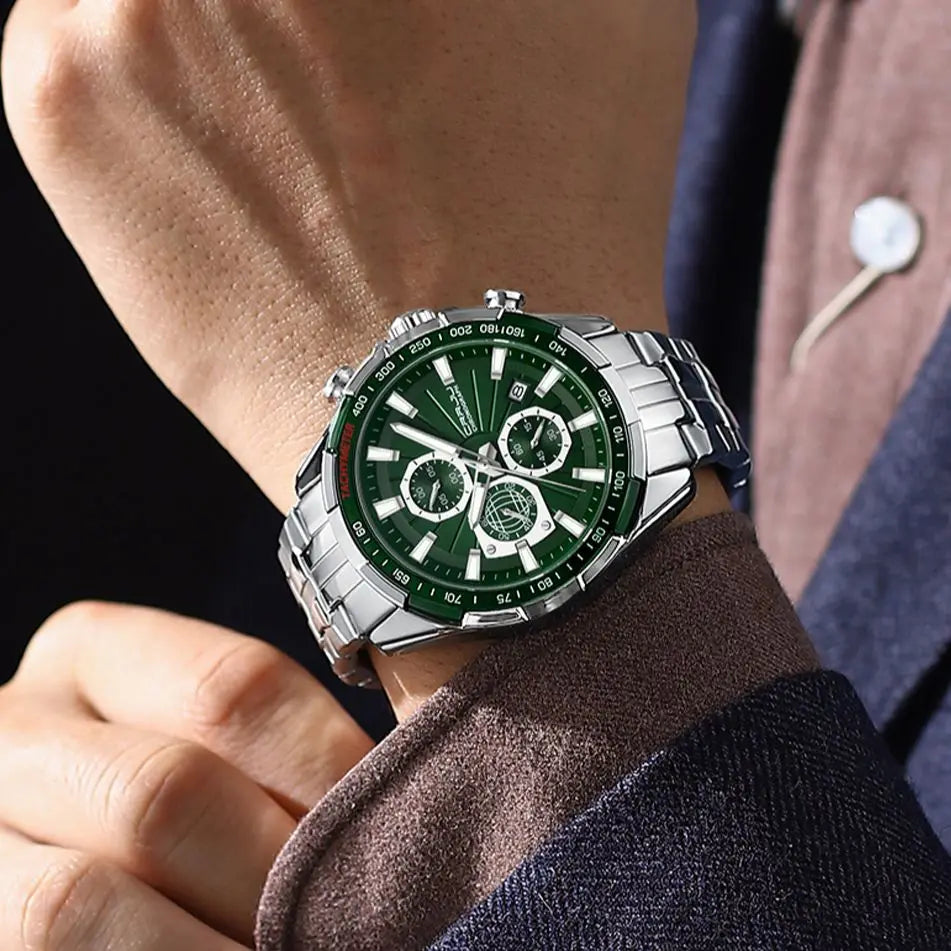 Men's Watches Fashion Business Multifunction Quartz Chronograph with Auto Date and Luminous Hands Relogio Masculino
