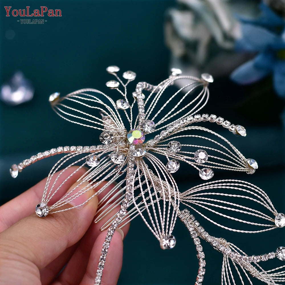 Rhinestone Hair Comb for Woman Bridal Hairpin Wedding Hair Ornament Accessories Party Bride Bridesmaid Hair Clip