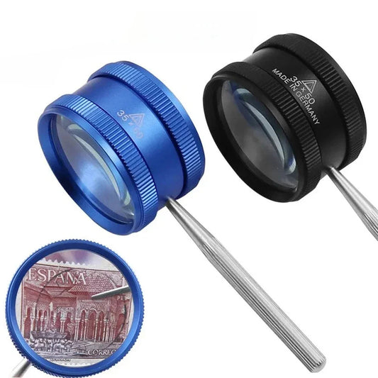 35X Handheld Magnifier Metal Optical Glass with Detachable Handle