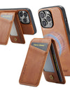 Leather for Magsafe Phone Case for iPhone 16 15 Pro Max 14 Plus Bracket Magnetic Back Cover with Card Holder