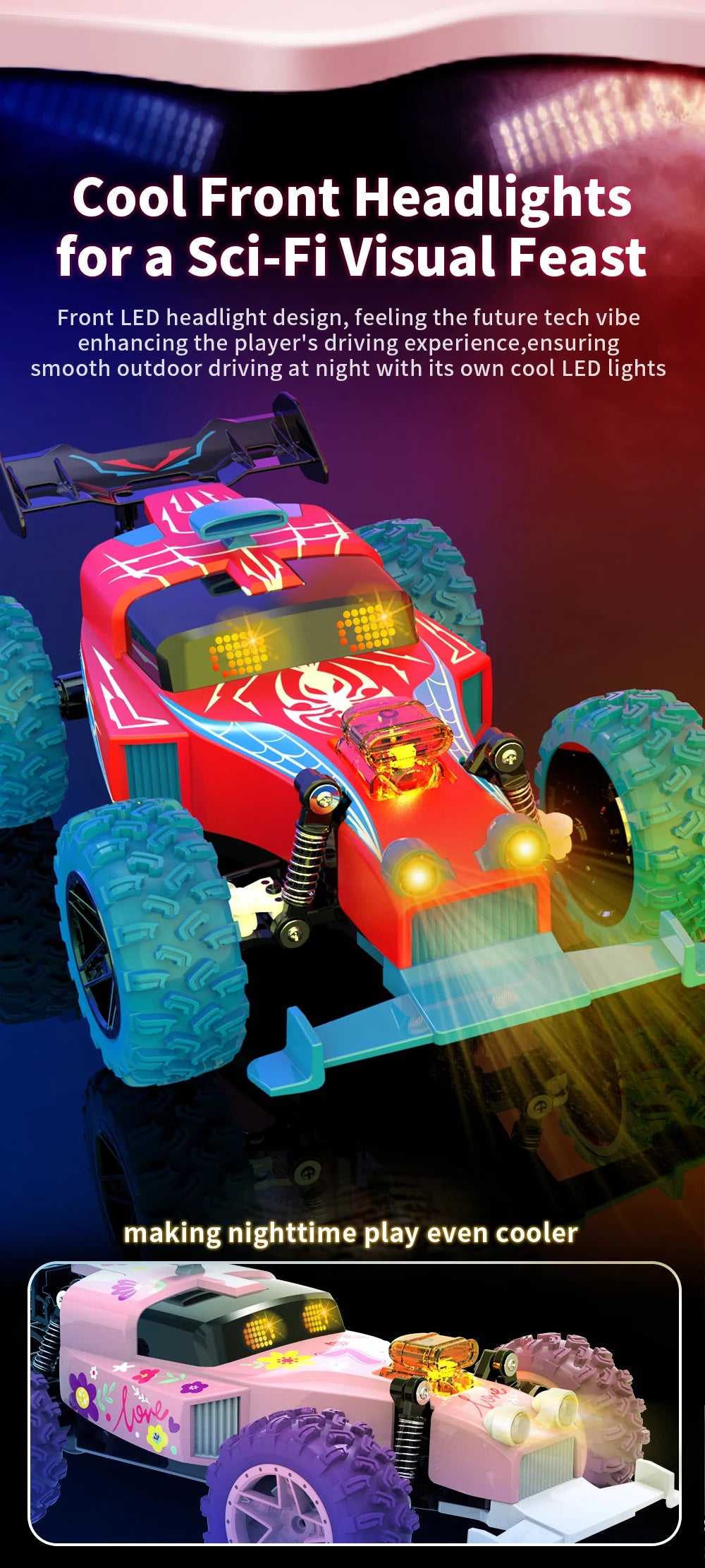 High Speed RC Car With LED Lights Sports Off-road 2.4GHz Remote Control Climbing Vehicles Cars Toys for 's Toy