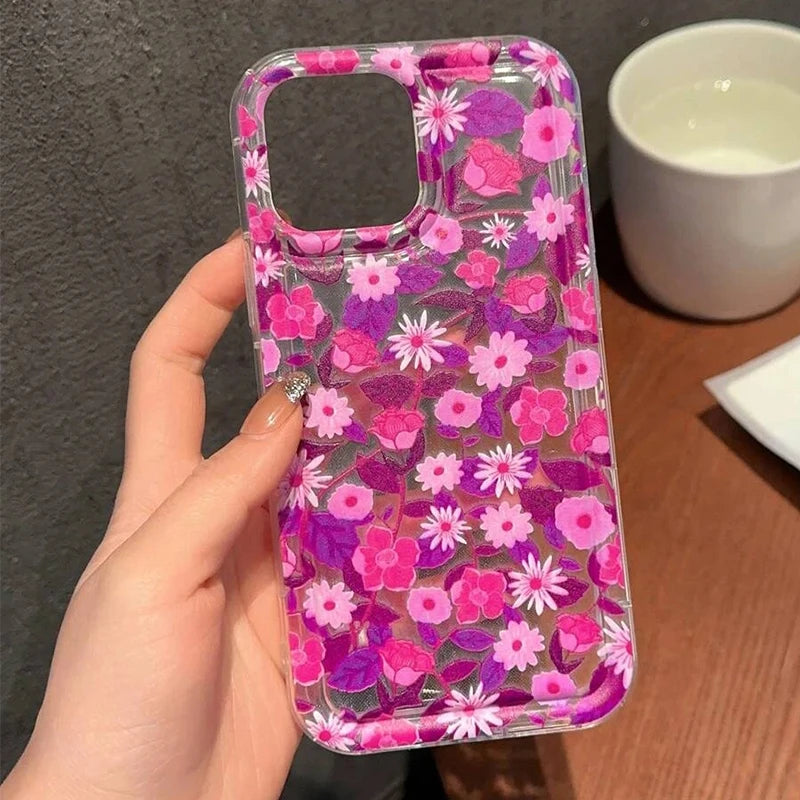 White Flower Clear Phone Case For iPhone 17 16 14 15 Pro Max 16E Air Airbag Shockproof Phone Cover