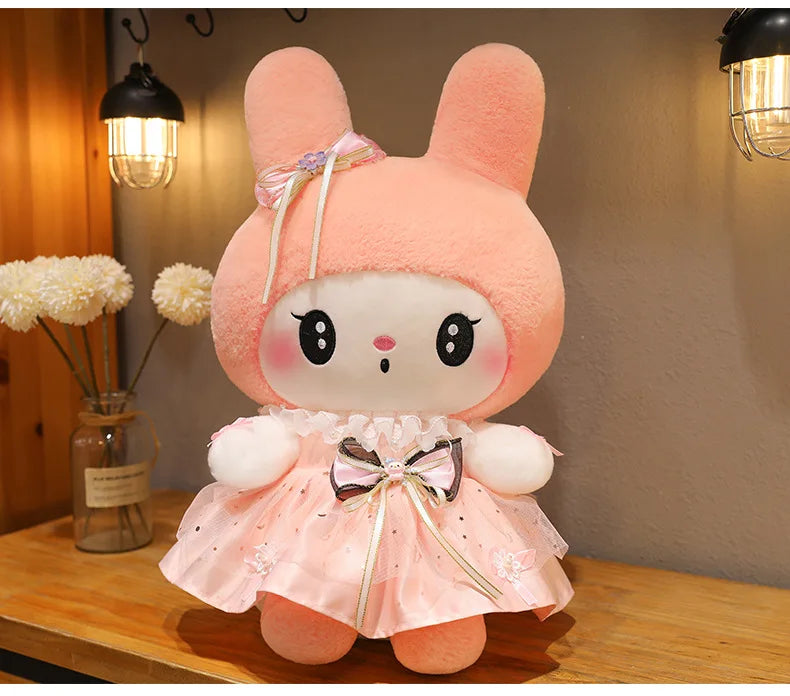 70cm Sanrio Kawaii Kuromi Plush Toy in Princess Tulle Skirt Melody Stuffed Doll Kids Birthday Xmas Gift Cute Pillow for Children