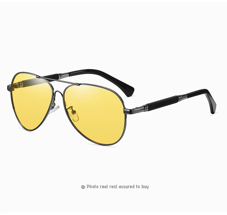 Memory Titanium Pilot Polarized Sunglasses UV400 Photochromic Night Vision Glasses for Men Women