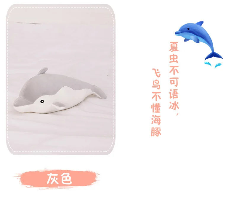 Kawaii Dolphin Plush Toy Soft Stuffed Doll for Kids Birthday Gift Large Cuddly Pillow Cute Plushie for Girls Super Soft Short