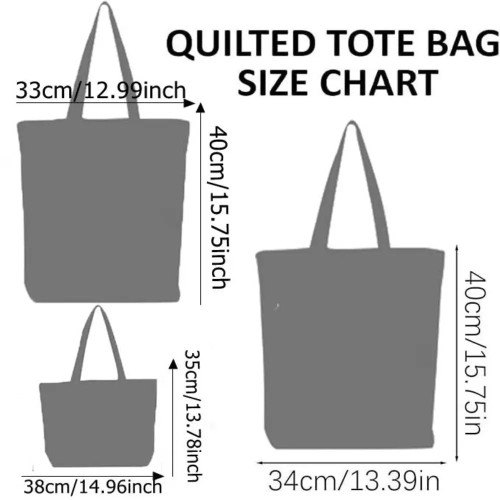 Cat Print Quilted Tote Bag Large Capacity Floral Shoulder Handbag