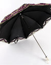 Luxury Flower Umbrella Rain Women Dual Folding Double Layer Lace Up Parasol Luxury Umbrellas