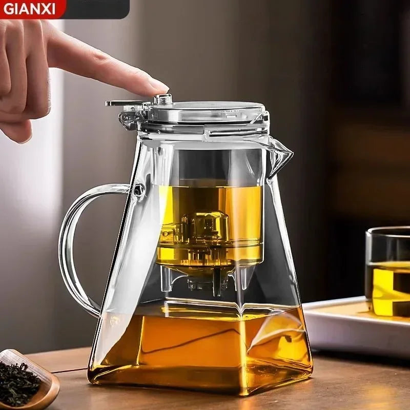 High Borosilicate Glass Tea Pot with One Touch Tea Separation Filter 1000ml