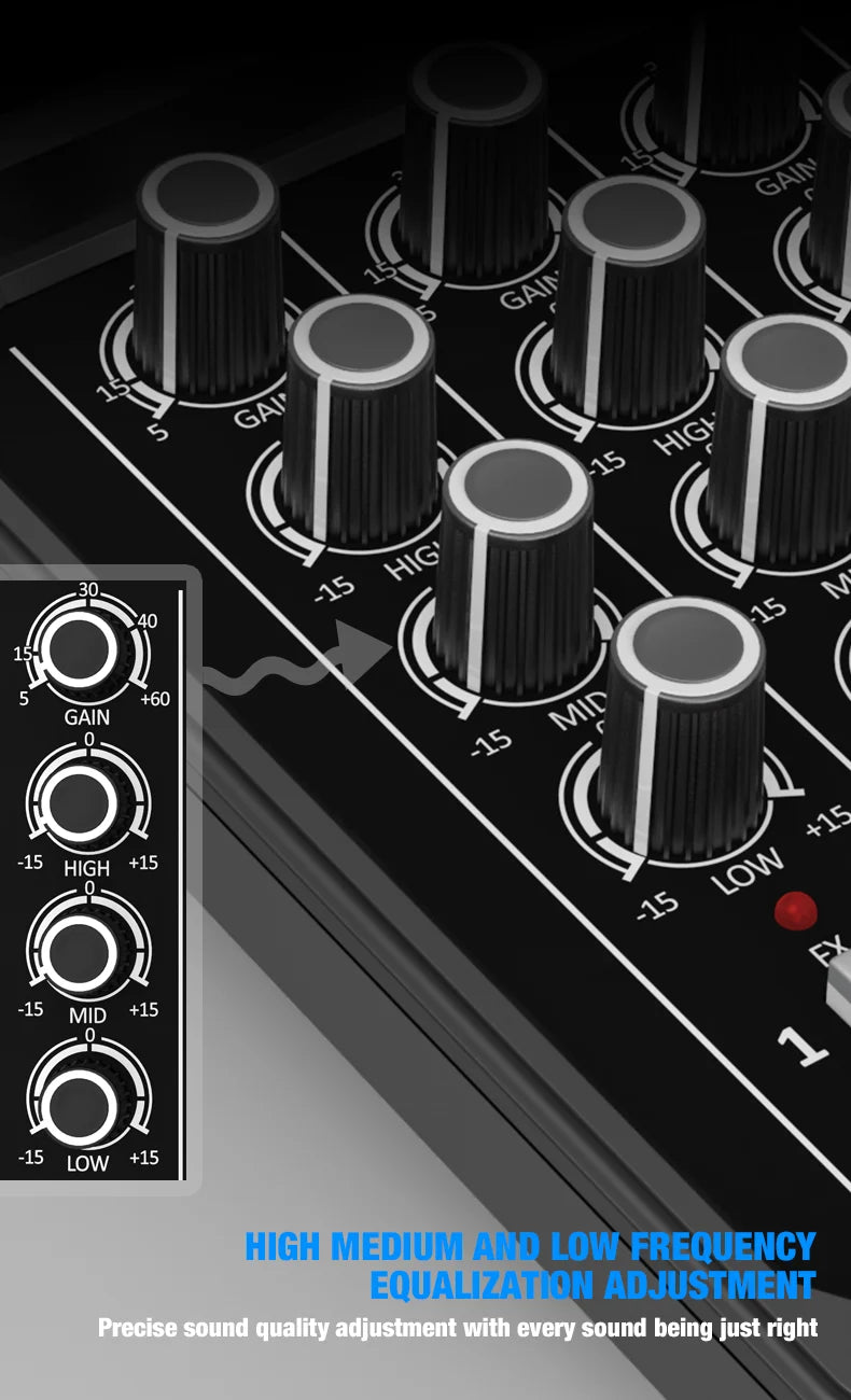 4-Channel Mixing Console Bluetooth Audio Mixer 48V Professional USB Computer Karaoke