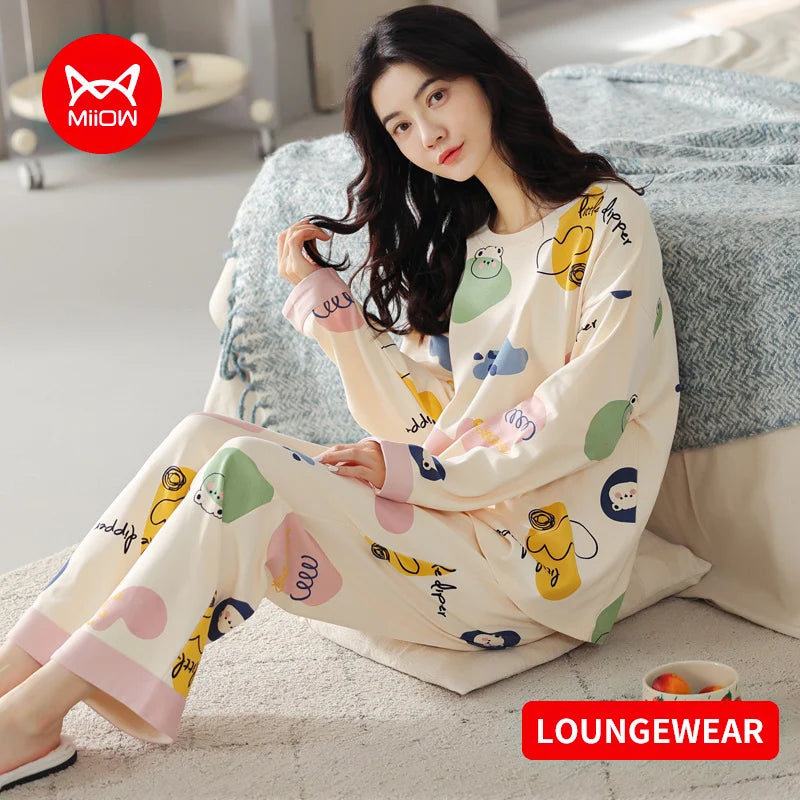Women’s 2-Piece Pajama Set – Long Sleeve Top & Pants, Loose & Comfortable Winter Loungewear