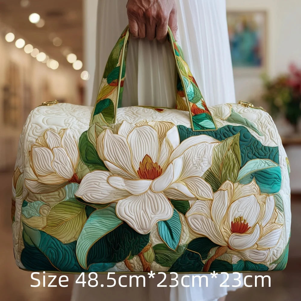 Fashion 3D Printed Quilted Travel Bag for Women Floral Tote Weekender Large Flower Pattern Carry On Handbag Vacation Bags