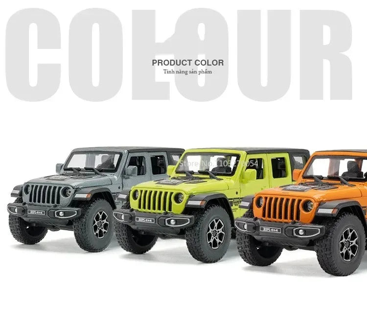1:32 Wrangler Rubicon Model Toy Alloy Diecast Car Doors Opened Sound Light Pull Back Miniature Off-road Vehicle  Holiday Gift
