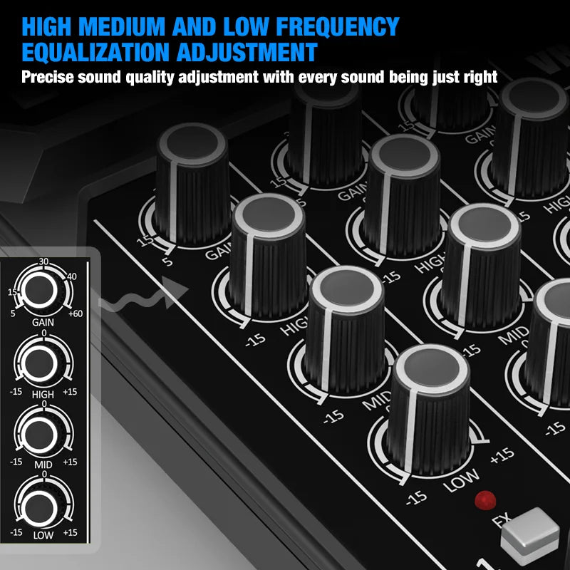 4-Channel Mixing Console Bluetooth Audio Mixer 48V Professional USB Computer Karaoke