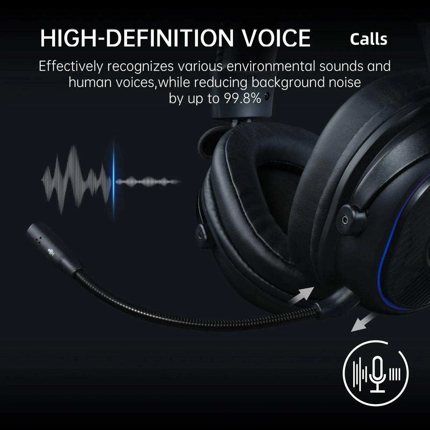 EKSA MaKo BT Bluetooth Gaming Headset Over Ear 2.4GHz Wireless Headphones Gamer 20ms Low Latency With Mic for PC/PS4/PS5