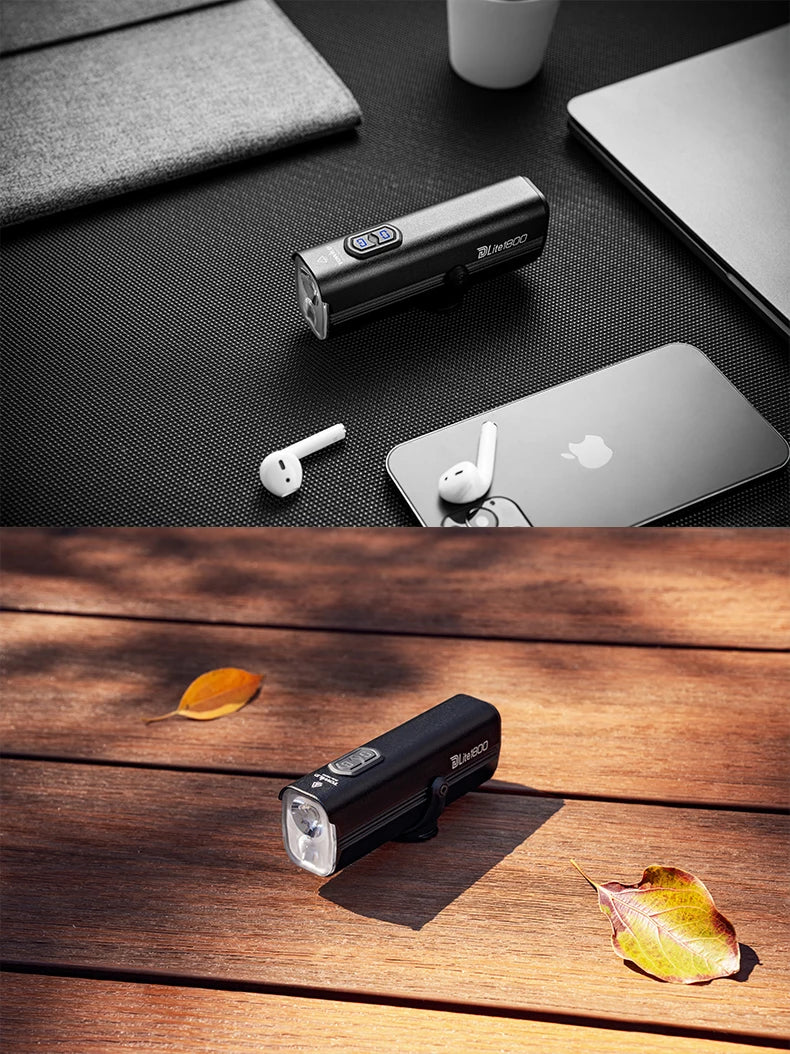 DLite 1800LM Bicycle Lights Focus/Flood Beam Switch Smart Bike Light 5000mah Rechargeable Power Bank Mtb Bicycle Lights