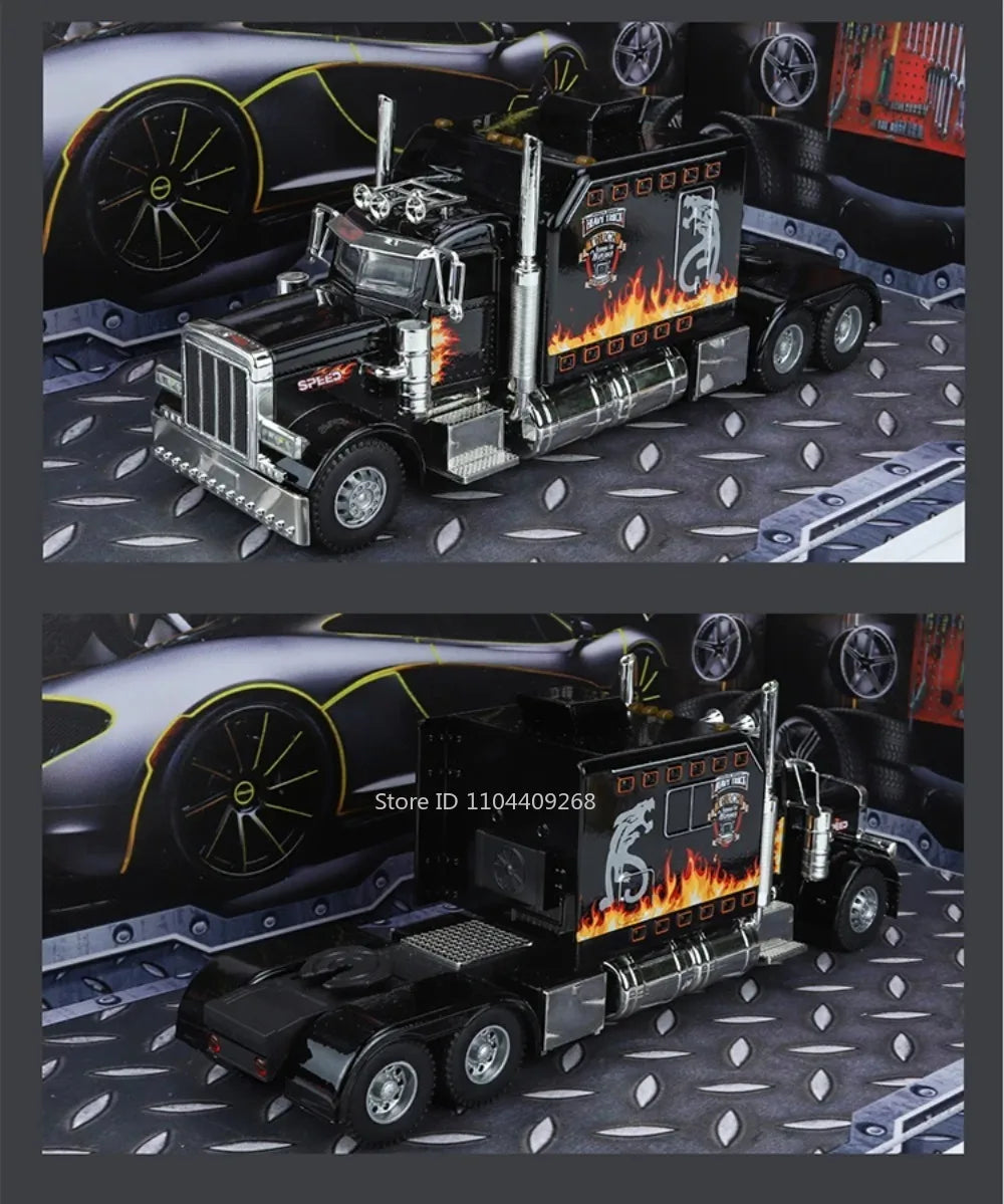 1:24 PETERBILT 389 Truck Toy Walking Tractor Car Model Alloy Die-cast Sound Light Vehicle Models Interior Decoration Present