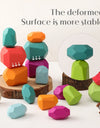 Wood Rainbow Stones Block Colorful Wooden Building Block Rainbow Stacker Balancing Stone Montessori Educational Toy Children