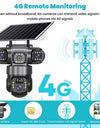 12MP 6K  Outdoor Solar 4G Camera Three Lens Three Screen PIR Motion Detection Cam Waterproof Night Vision Smart Security CCTV