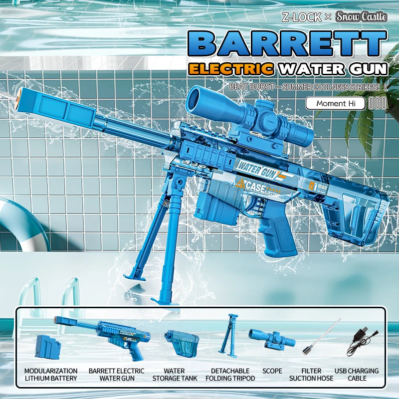 Electric High Speed Water Gun Rechargeable Portable Water Blaster for Outdoor Activities