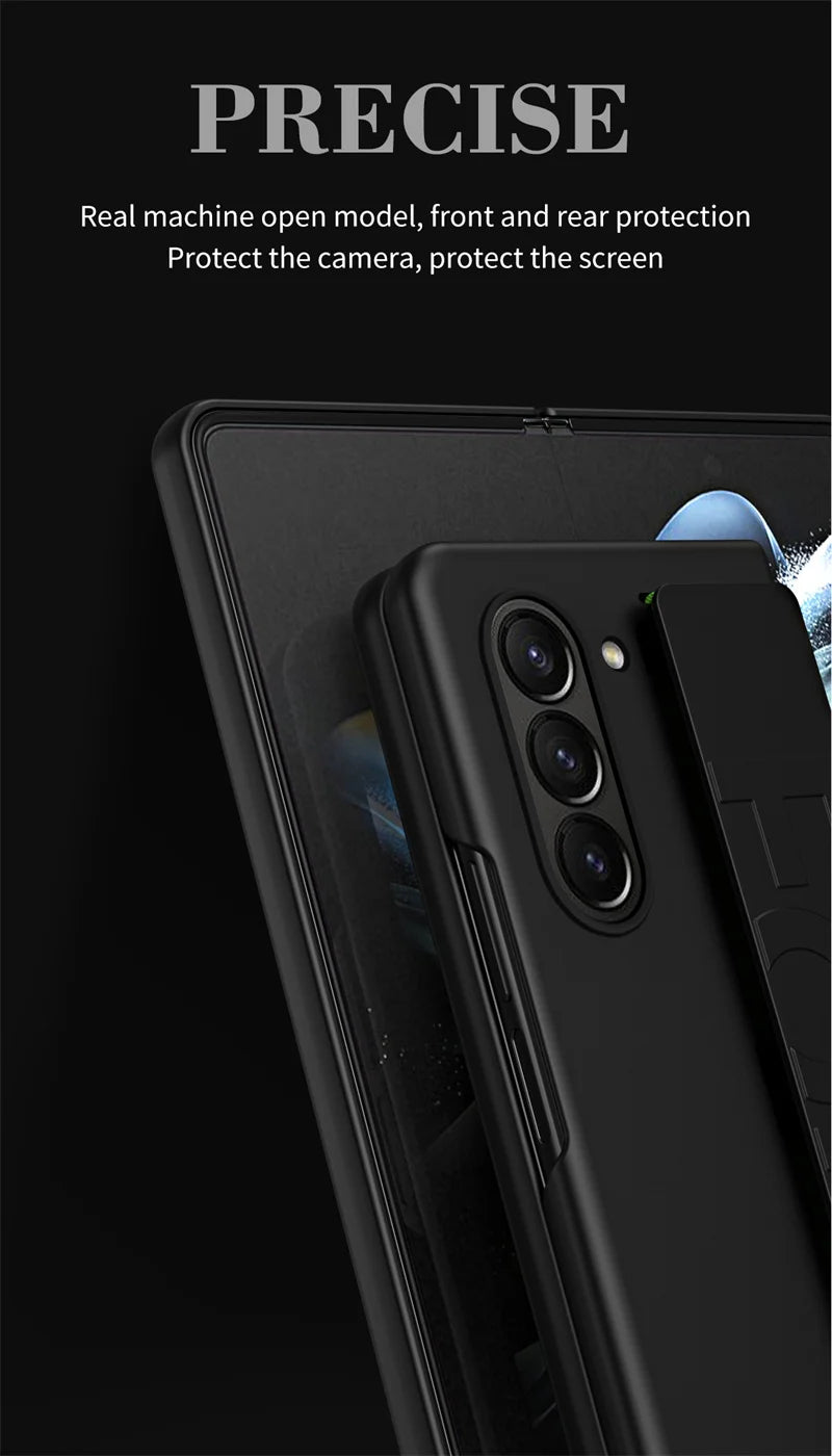 Matte Hard Plastic Grip Case Strap for Samsung Galaxy Z Fold 5 4 3 6 Wristband Elastic Armor Cover For Samsung Z Fold5 Fold6