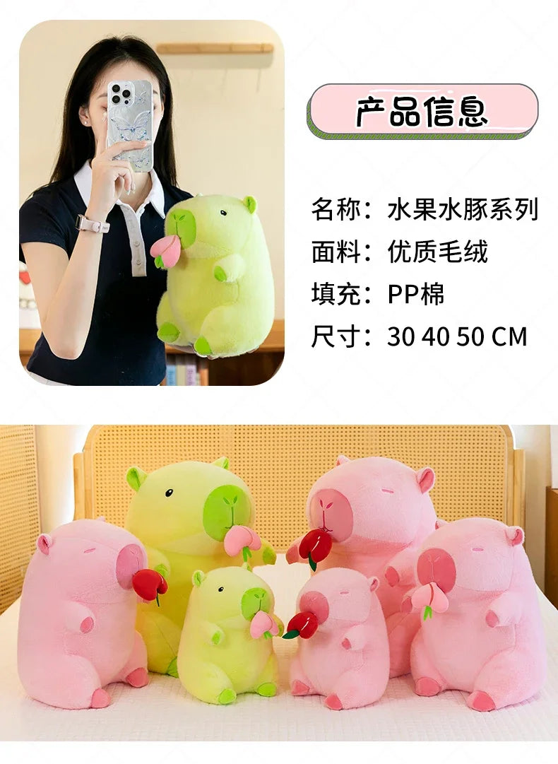 30/40/50cm Kawaii Capybara Plush Toys Fruit Series Big Size Capybara Stuffed Doll Anime Soft Pillow Cute Dolls Kid Birthday Gift