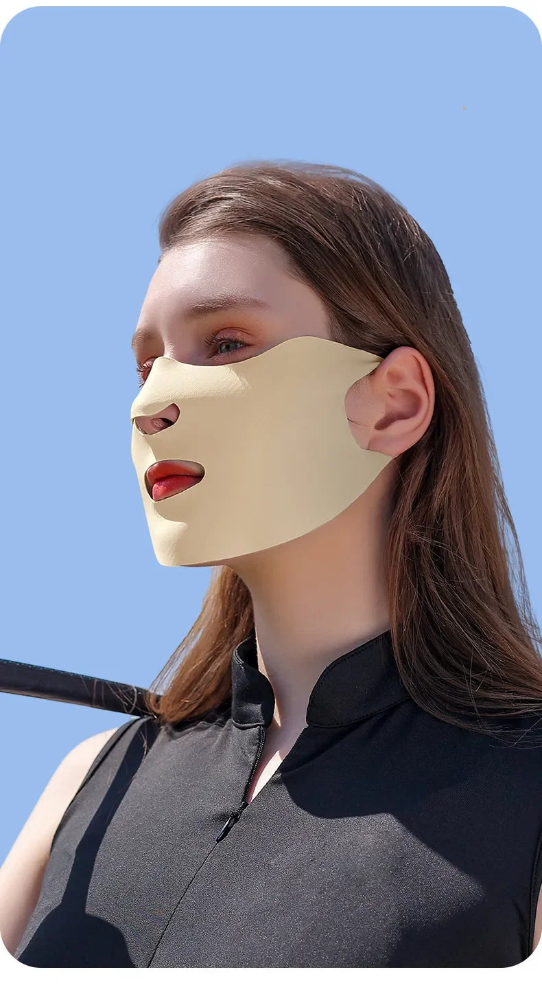 Ice Silk Sunscreen Mask Summer Anti-UV Protection Cycling Face Cover Women Breathable Outdoor Sport Sun Windproof Reusable Masks