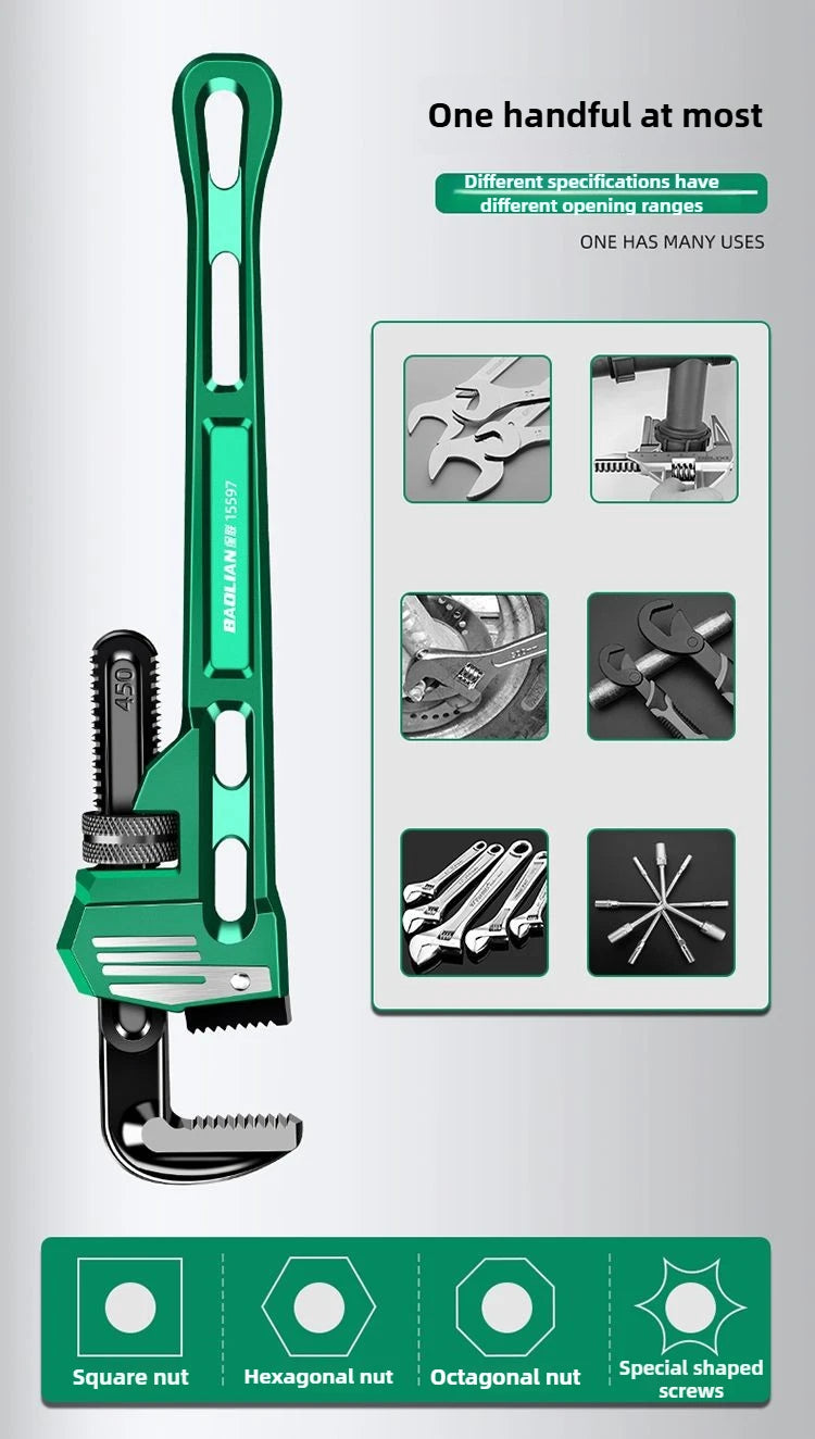 10/12/14/18 Inch Pipe Wrench Universal Monkey Spanner Multi-function plumbing Hand Nut Sink Wrench Pipe Large Open Spanner